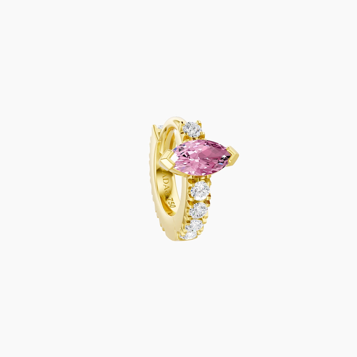 Rhea | 18k Yellow Gold 5 mm Pink Sapphire & Diamond Hoop Piercing
