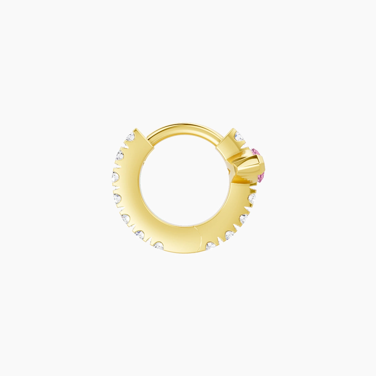 Rhea | 18k Yellow Gold 5 mm Pink Sapphire & Diamond Hoop Piercing