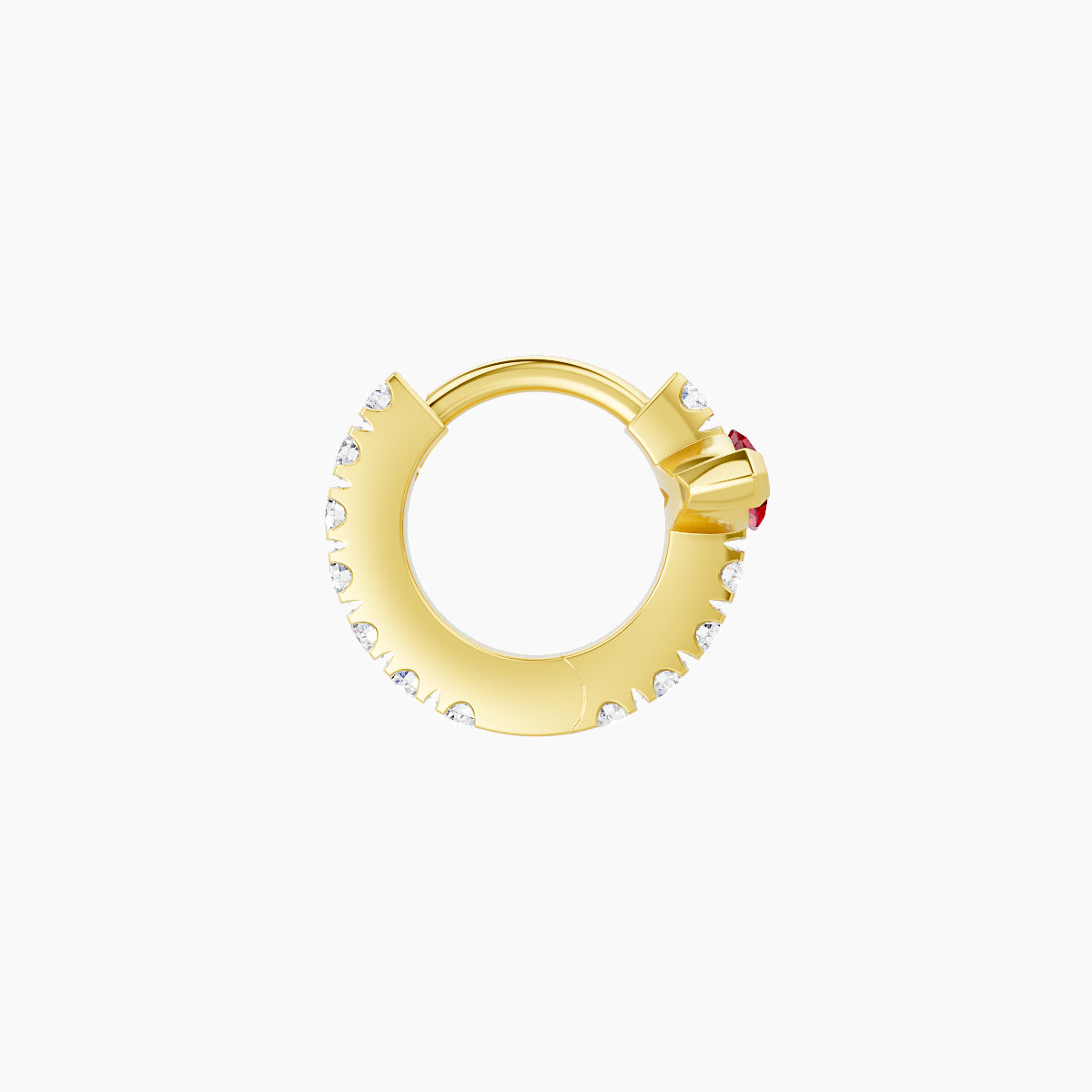Rhea | 18k Yellow Gold 5 mm Ruby & Diamond Hoop Piercing