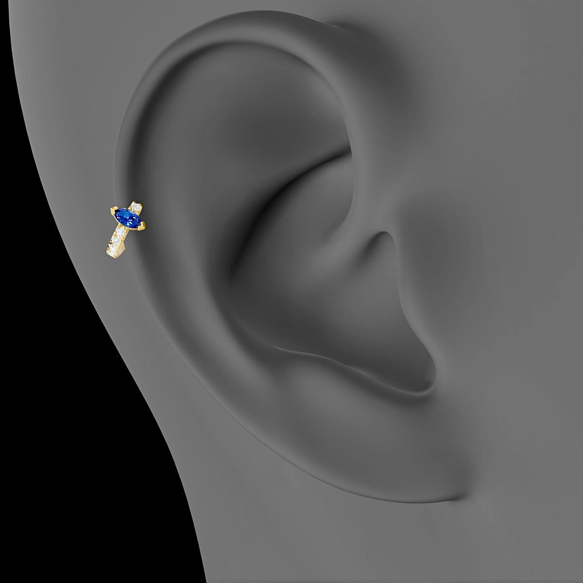 Rhea | 18k Yellow Gold 5 mm Sapphire & Diamond Hoop Piercing