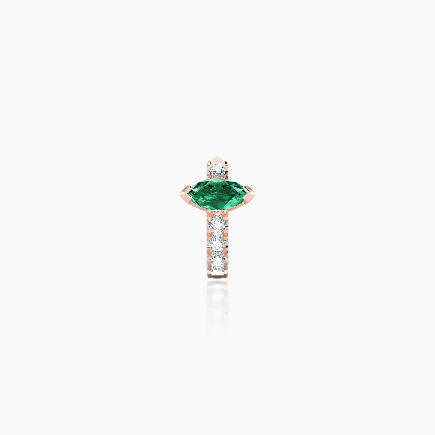 Rhea | 18k Rose Gold 5 mm Emerald & Diamond Hoop Piercing