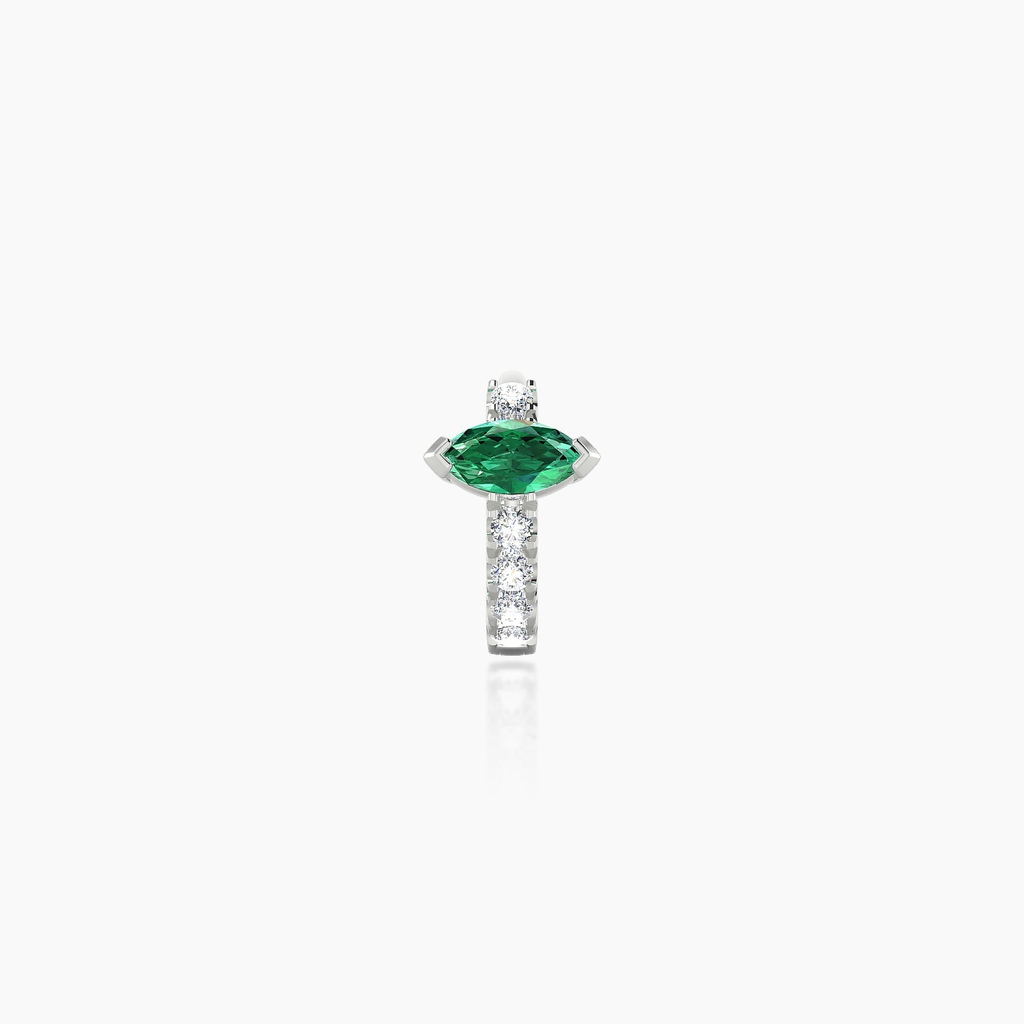 Rhea | 18k White Gold 5 mm Emerald & Diamond Hoop Piercing