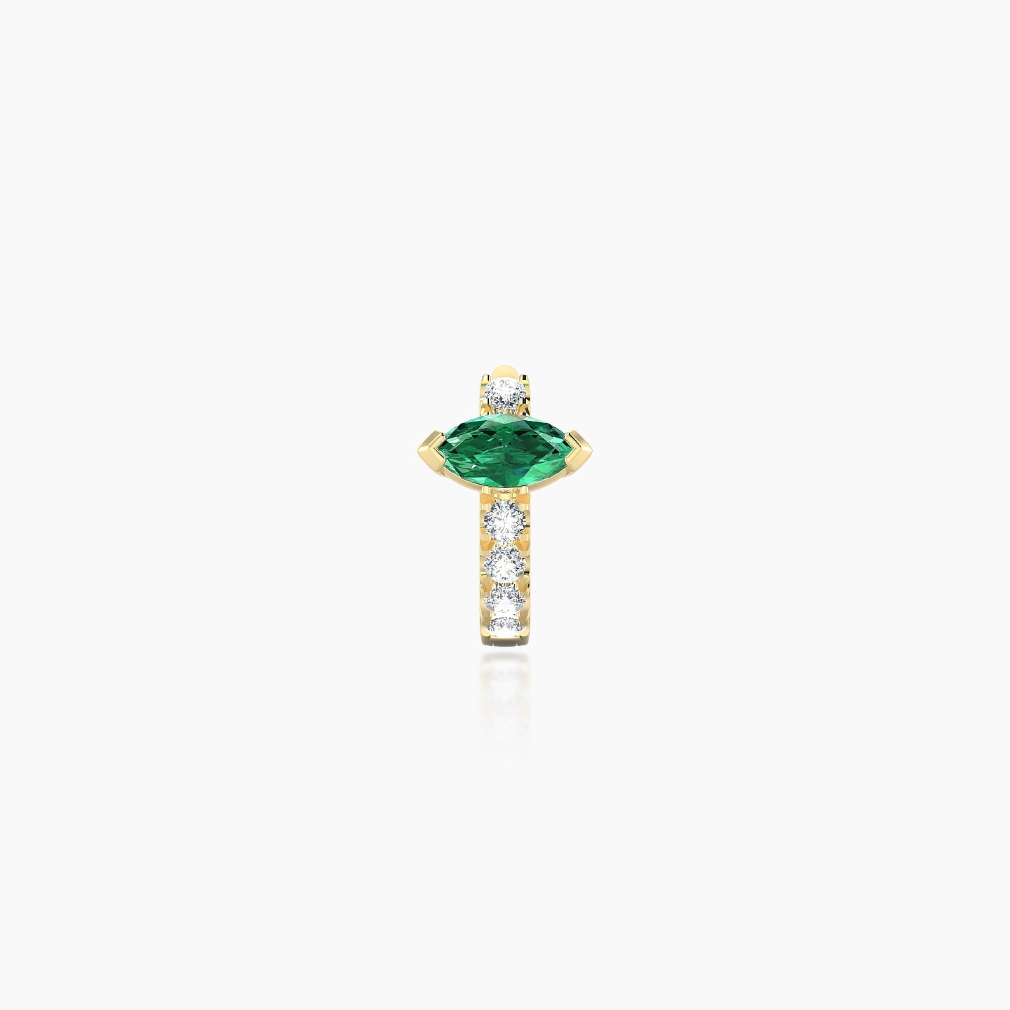 Rhea | 18k Yellow Gold 5 mm Emerald & Diamond Hoop Piercing