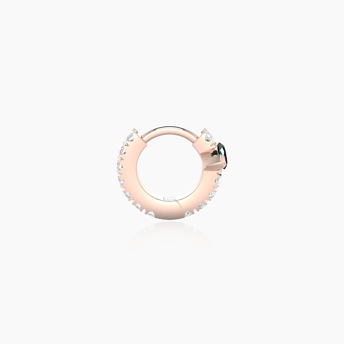 Rhea | 18k Rose Gold 5 mm Emerald & Diamond Hoop Piercing