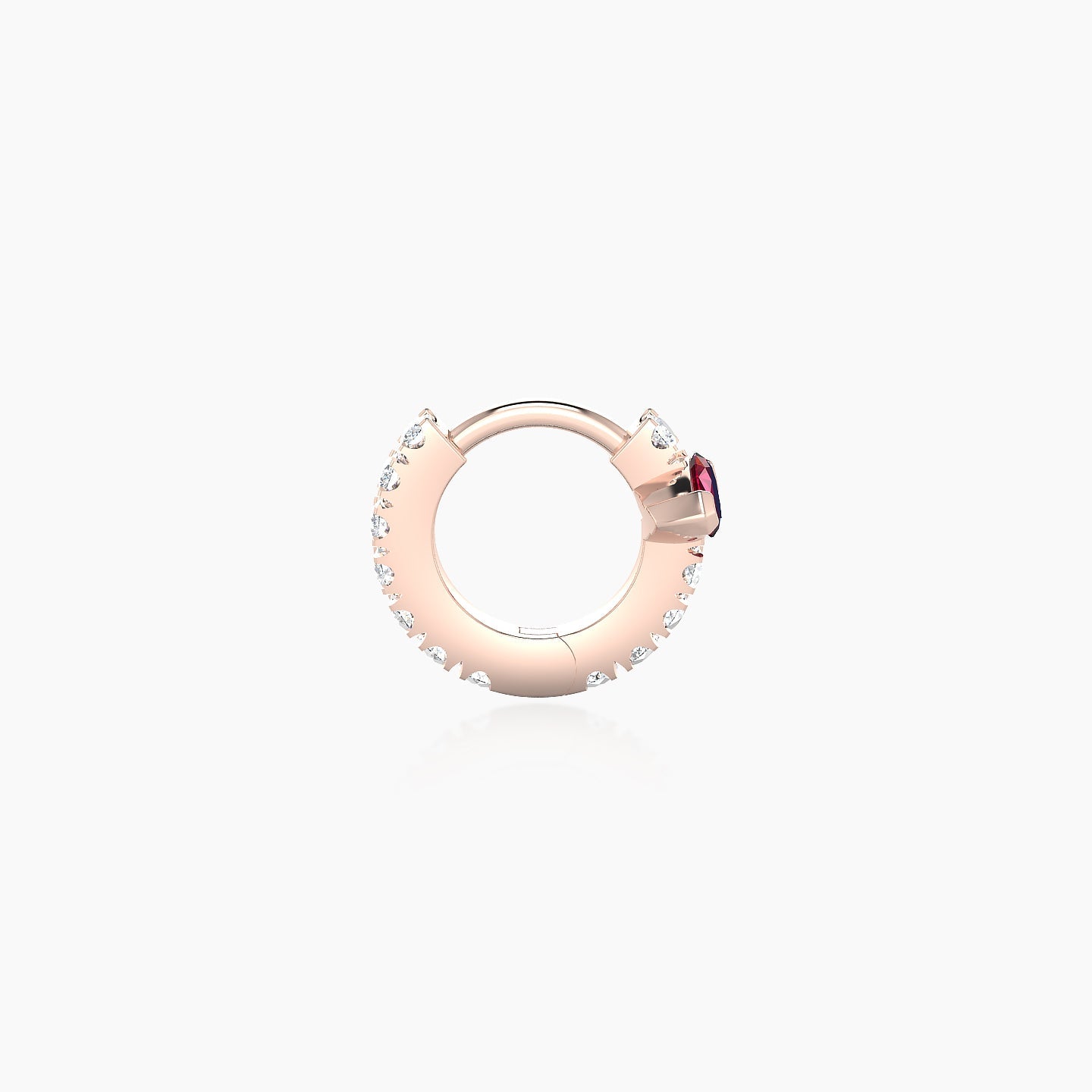 Rhea | 18k Rose Gold 5 mm Ruby & Diamond Hoop Piercing