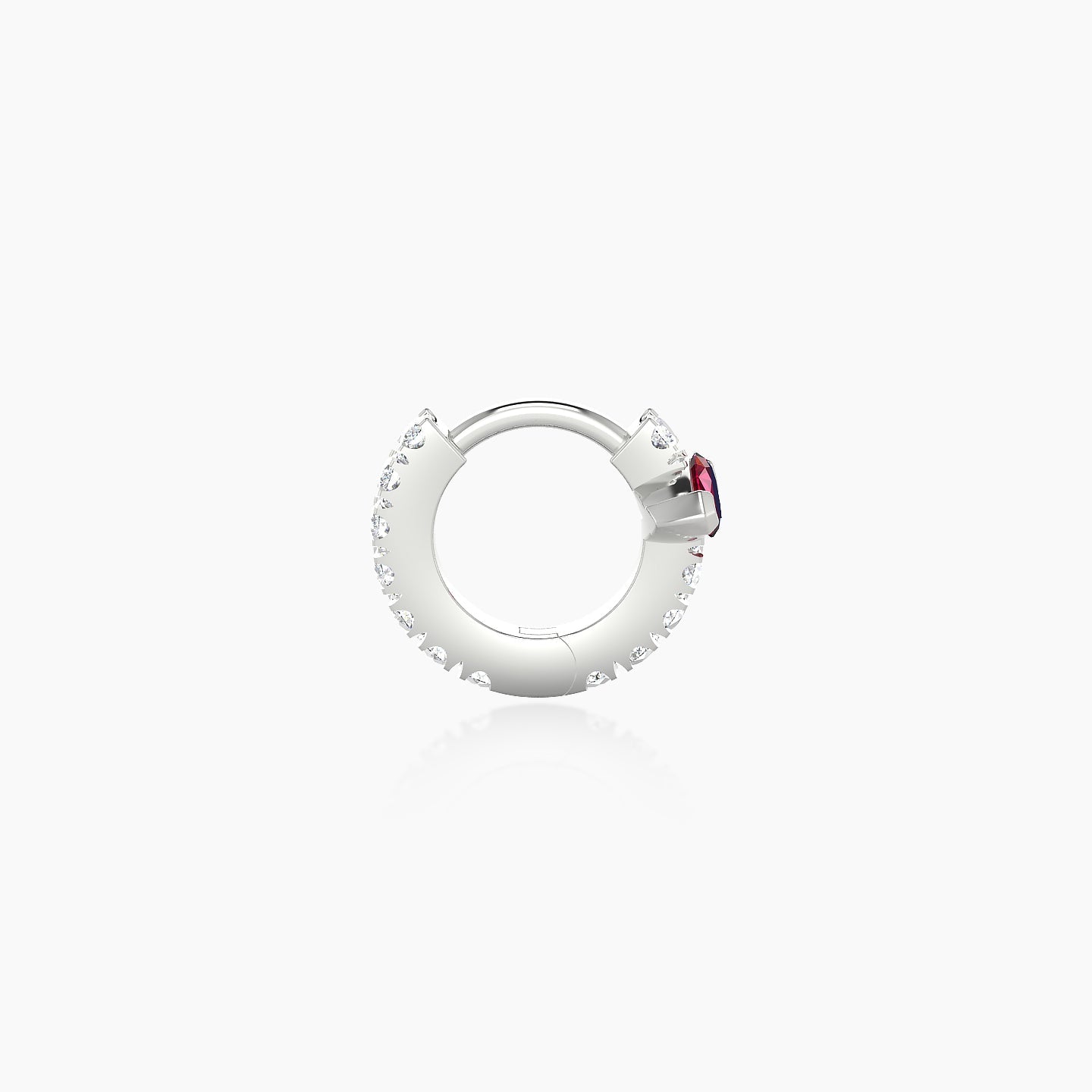 Rhea | 18k White Gold 5 mm Ruby & Diamond Hoop Piercing