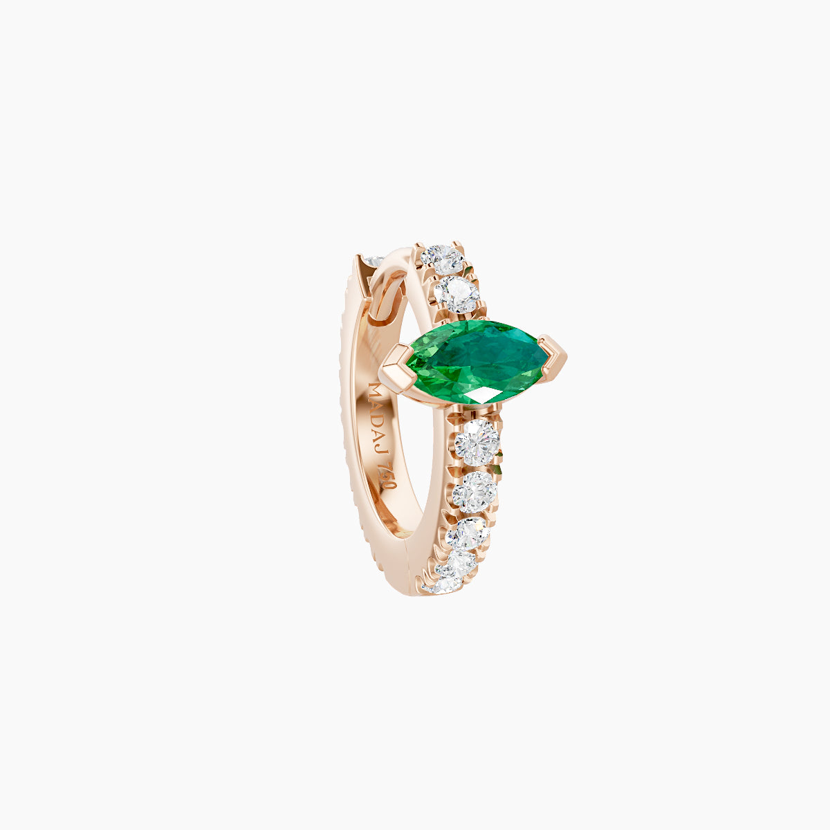 Rhea | 18k Rose Gold 6.5 mm Emerald & Diamond Hoop Piercing