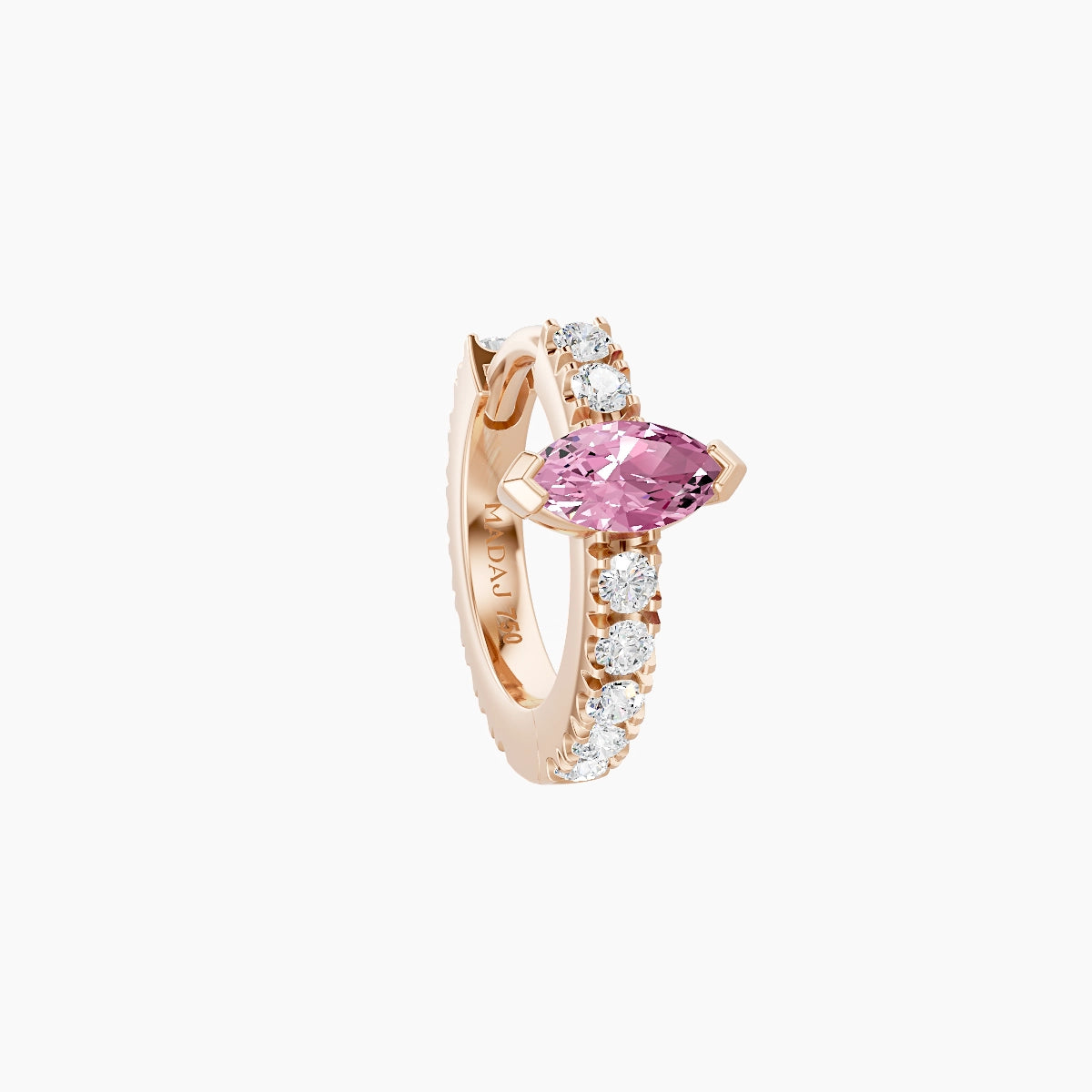 Rhea | 18k Rose Gold 6.5 mm Pink Sapphire & Diamond Hoop Piercing