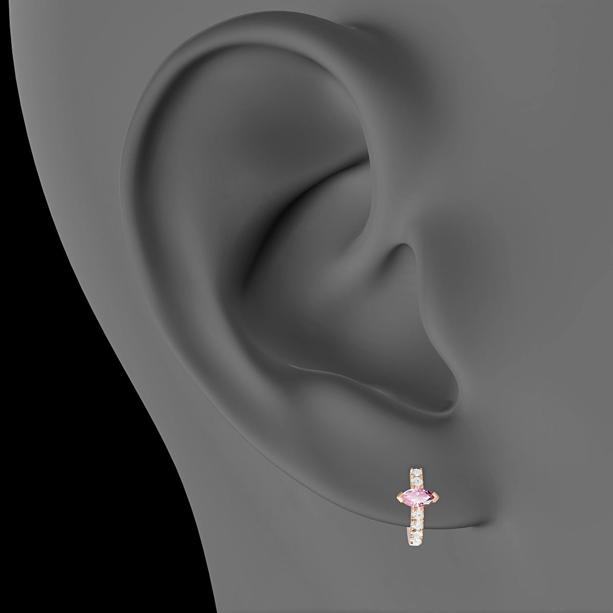 Rhea | 18k Rose Gold 6.5 mm Pink Sapphire & Diamond Hoop Piercing