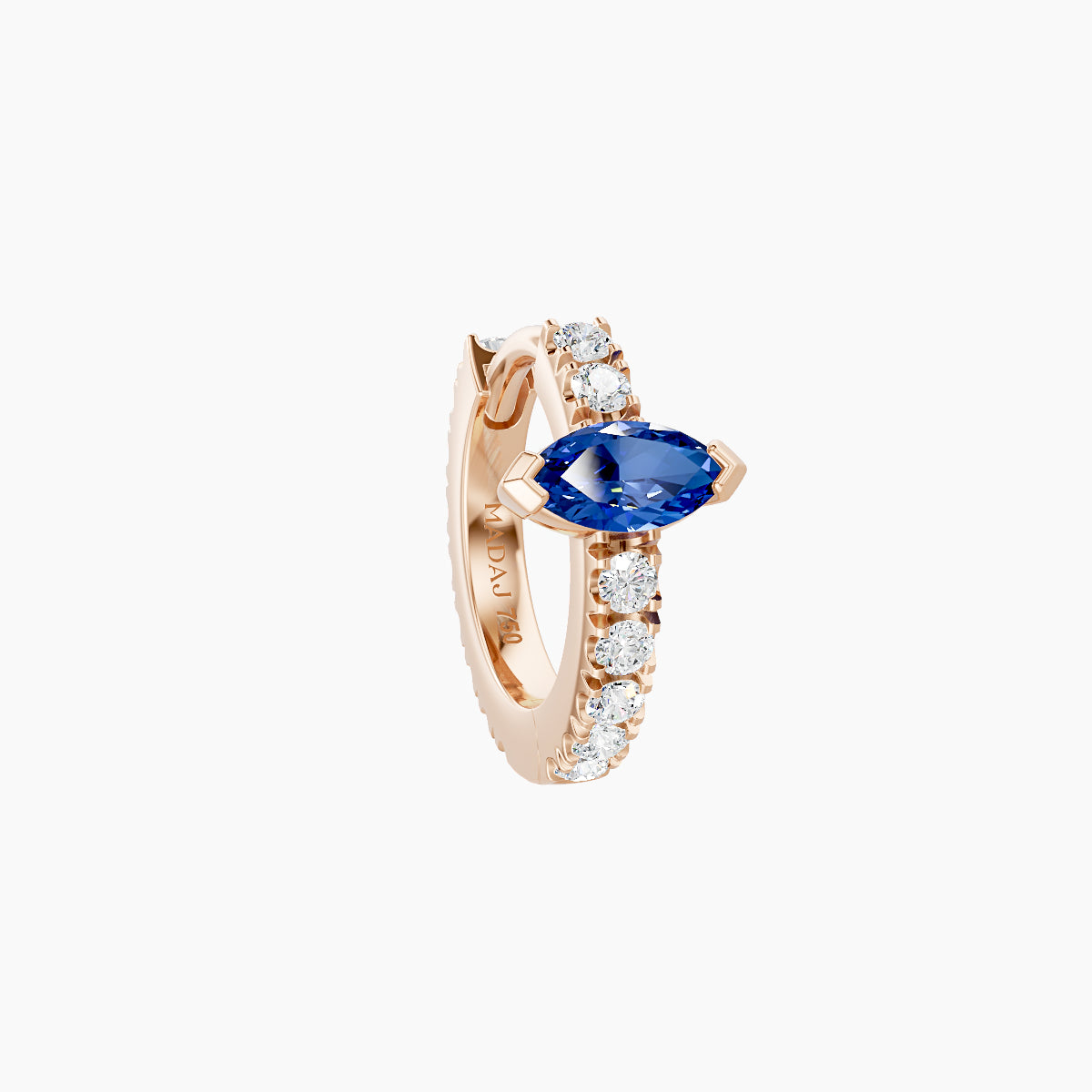 Rhea | 18k Rose Gold 6.5 mm Sapphire & Diamond Hoop Piercing