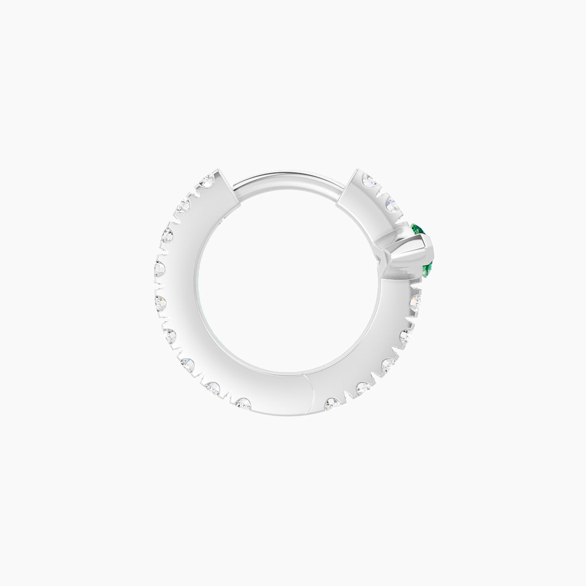 Rhea | 18k White Gold 6.5 mm Emerald & Diamond Hoop Piercing