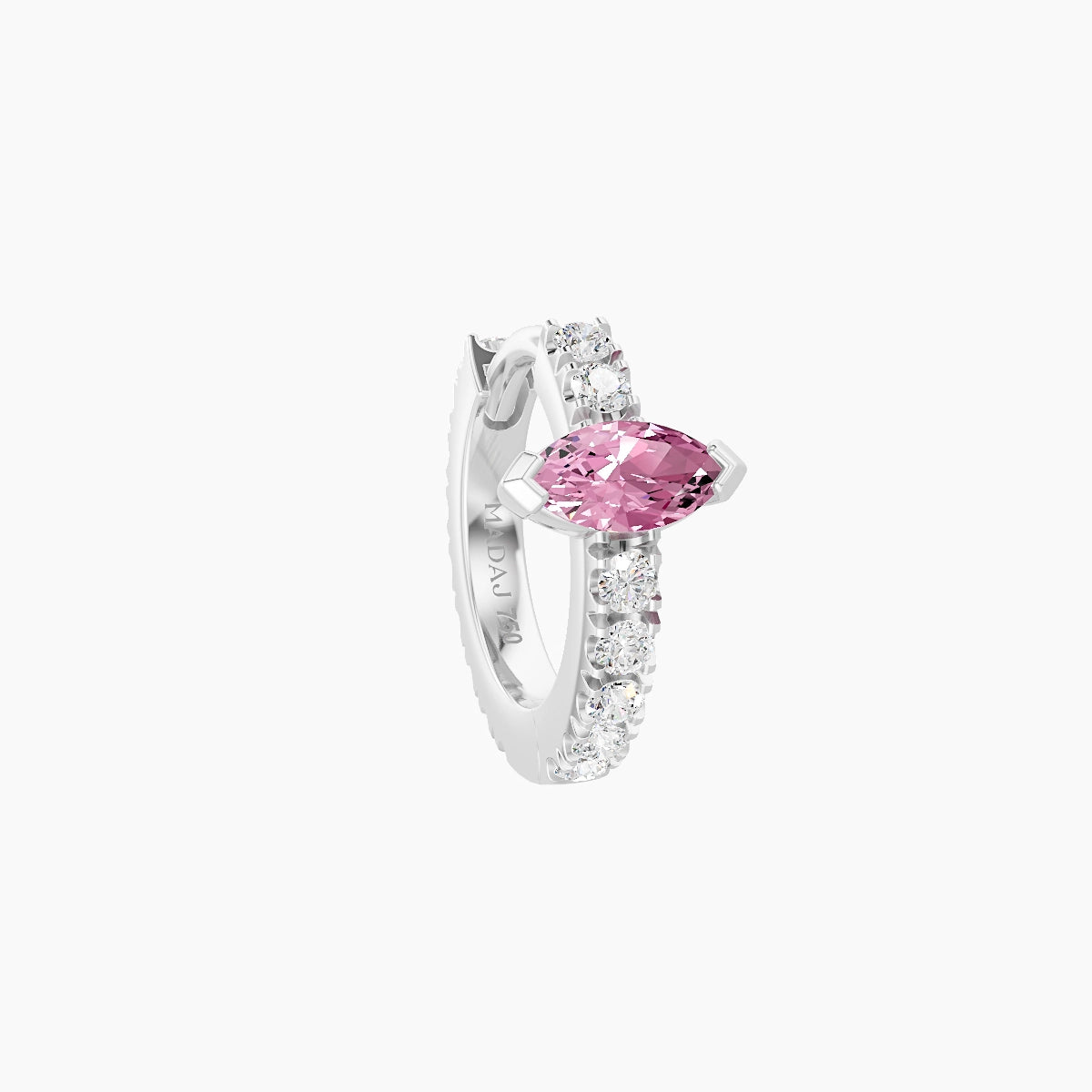 Rhea | 18k White Gold 6.5 mm Pink Sapphire & Diamond Hoop Piercing