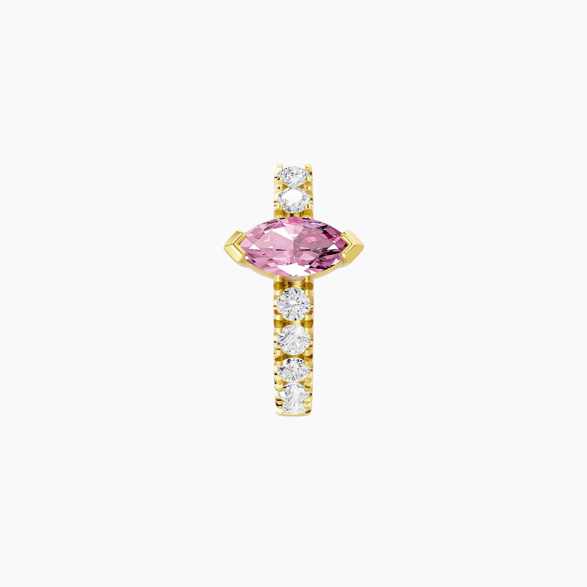 Rhea | 18k Yellow Gold 6.5 mm Pink Sapphire & Diamond Hoop Piercing