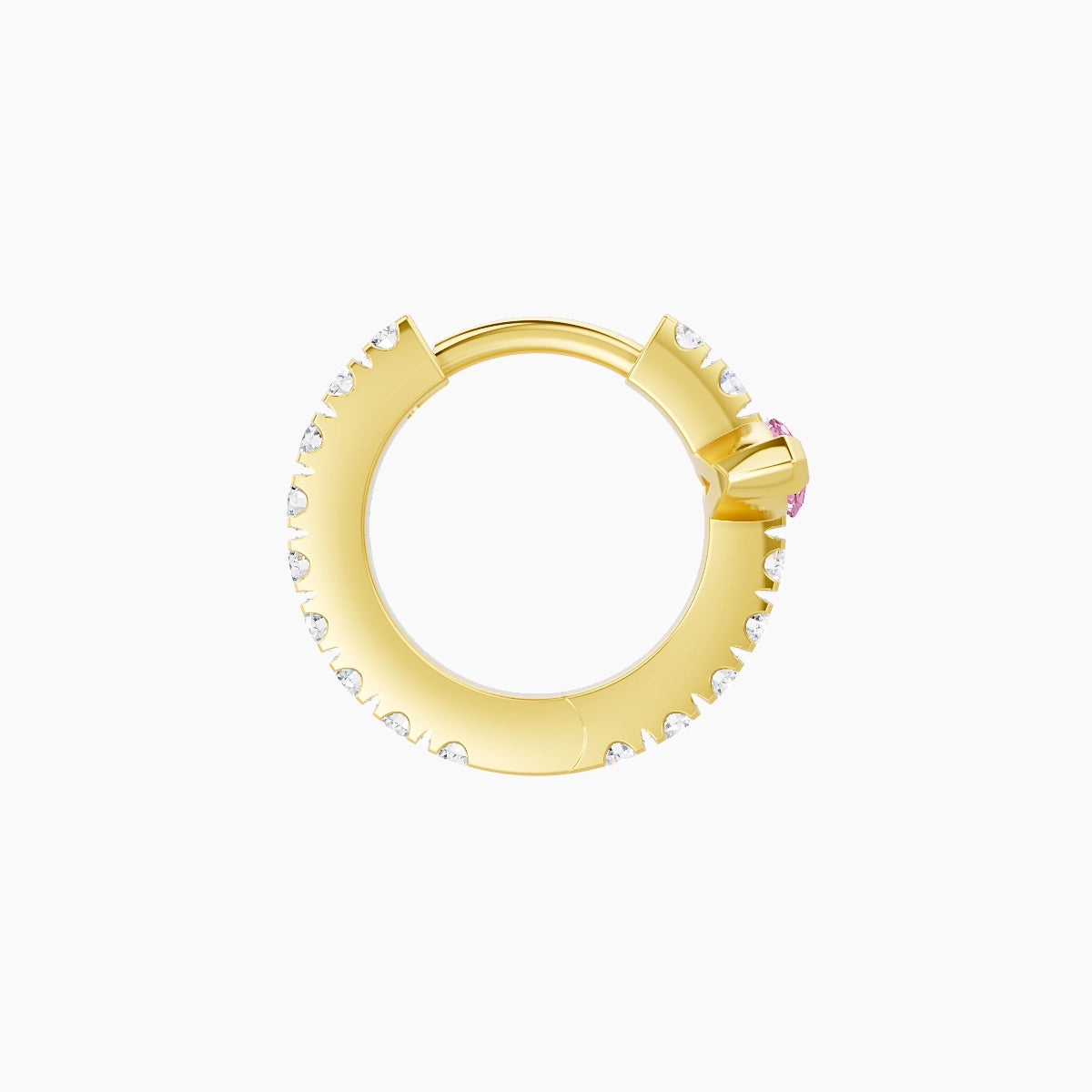 Rhea | 18k Yellow Gold 6.5 mm Pink Sapphire & Diamond Hoop Piercing