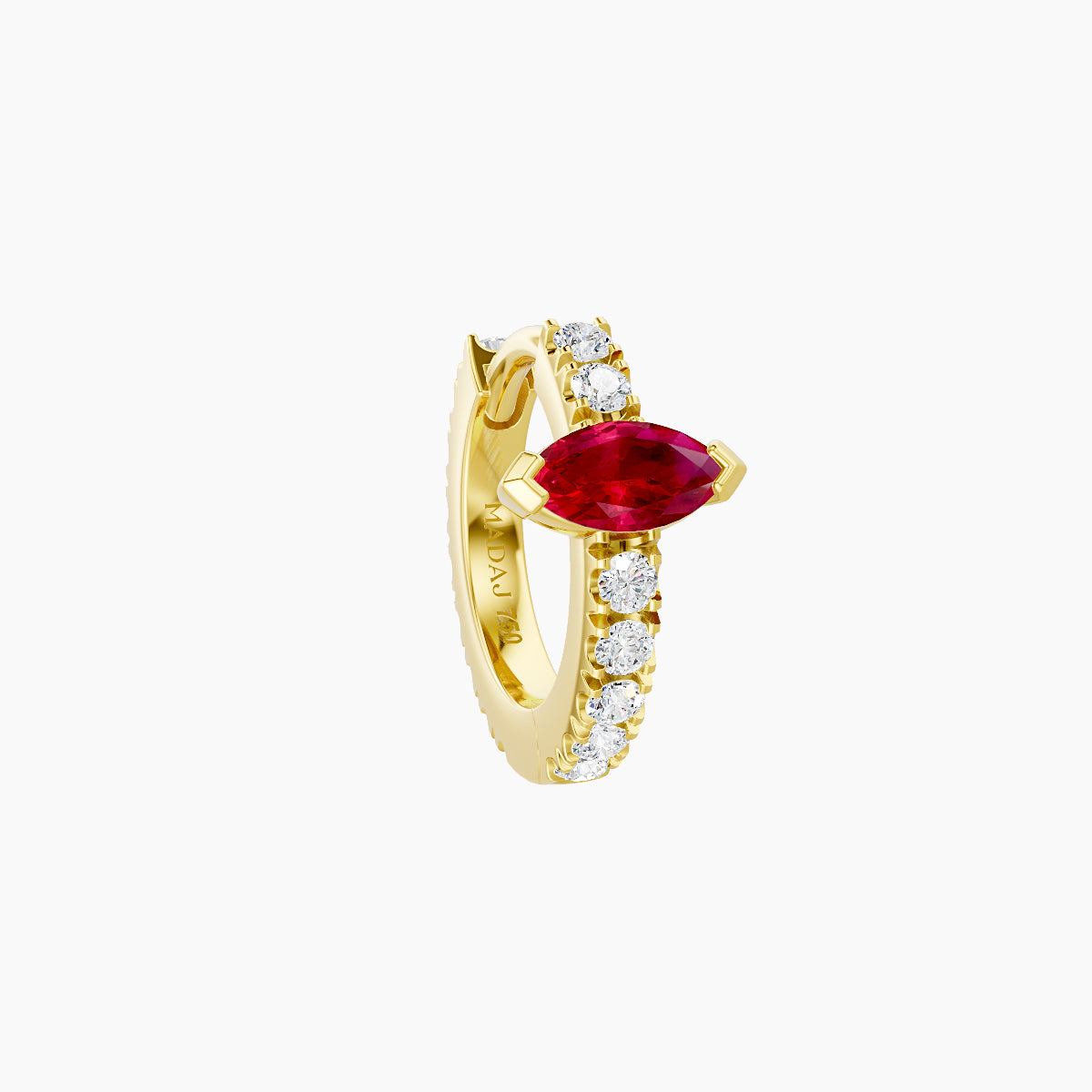 Rhea | 18k Yellow Gold 6.5 mm Ruby & Diamond Hoop Piercing