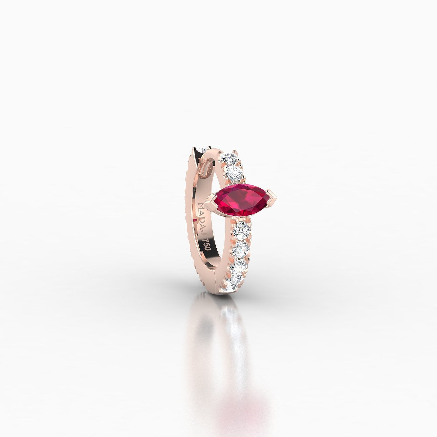 Rhea | 18k Rose Gold 6.5 mm Ruby & Diamond Hoop Piercing