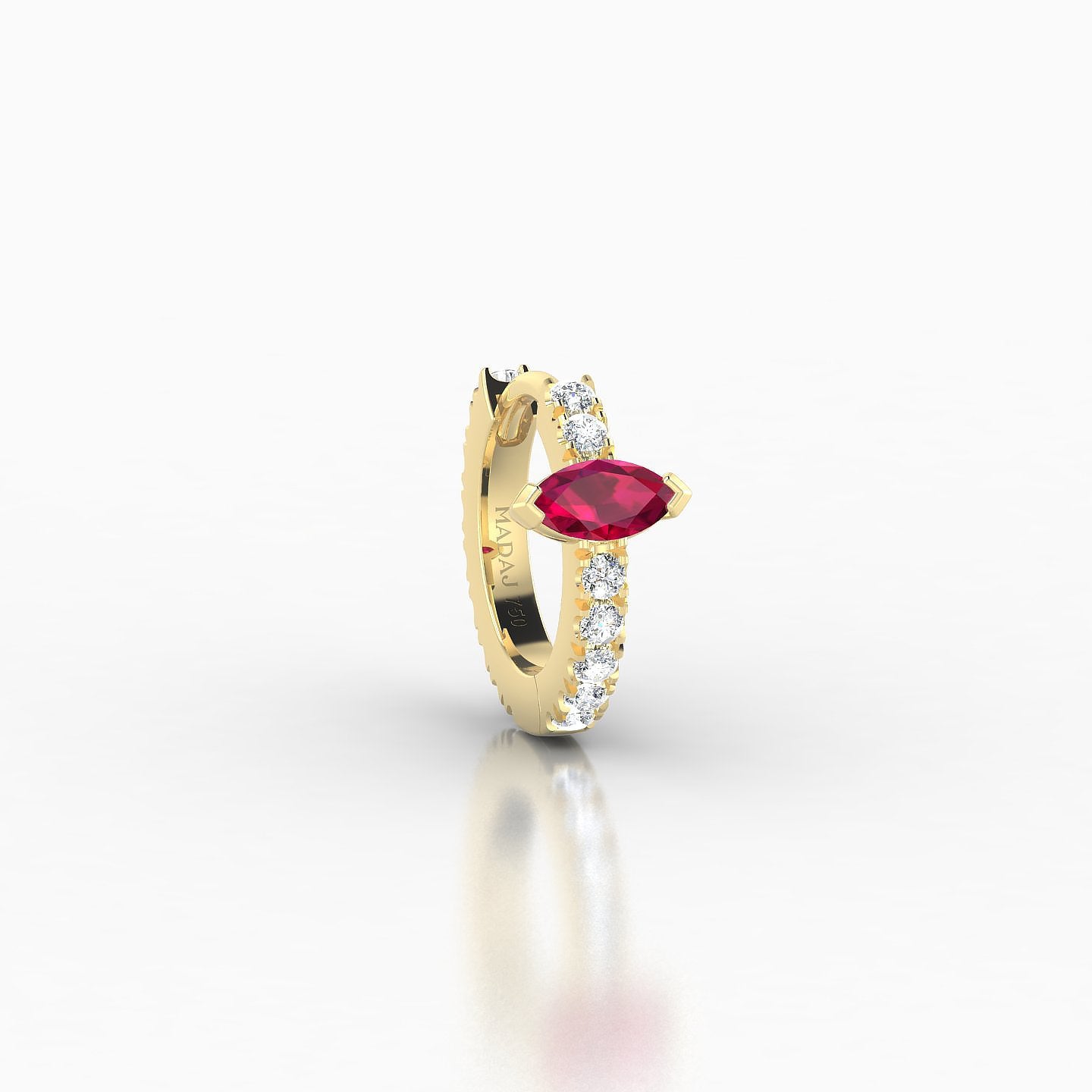 Rhea | 18k Yellow Gold 6.5 mm Ruby & Diamond Hoop Piercing