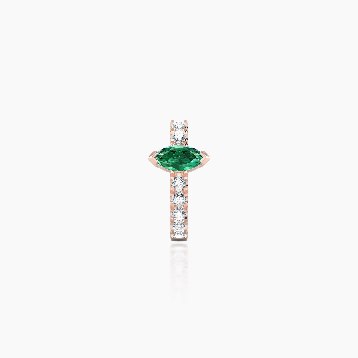 Rhea | 18k Rose Gold 6.5 mm Emerald & Diamond Hoop Piercing