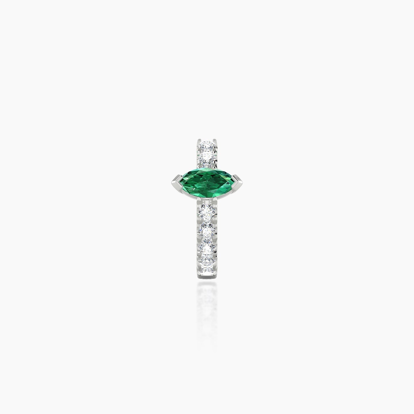 Rhea | 18k White Gold 6.5 mm Emerald & Diamond Hoop Piercing