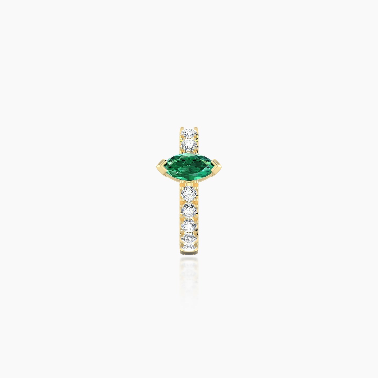 Rhea | 18k Yellow Gold 6.5 mm Emerald & Diamond Hoop Piercing