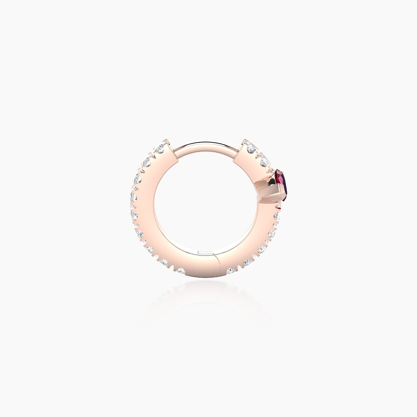 Rhea | 18k Rose Gold 6.5 mm Ruby & Diamond Hoop Piercing