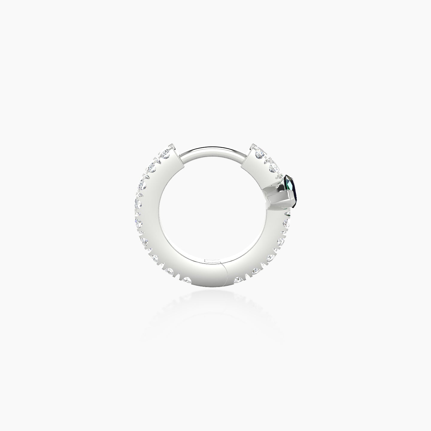 Rhea | 18k White Gold 6.5 mm Emerald & Diamond Hoop Piercing