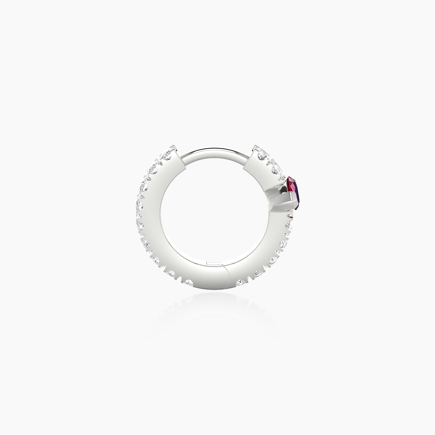 Rhea | 18k White Gold 6.5 mm Ruby & Diamond Hoop Piercing