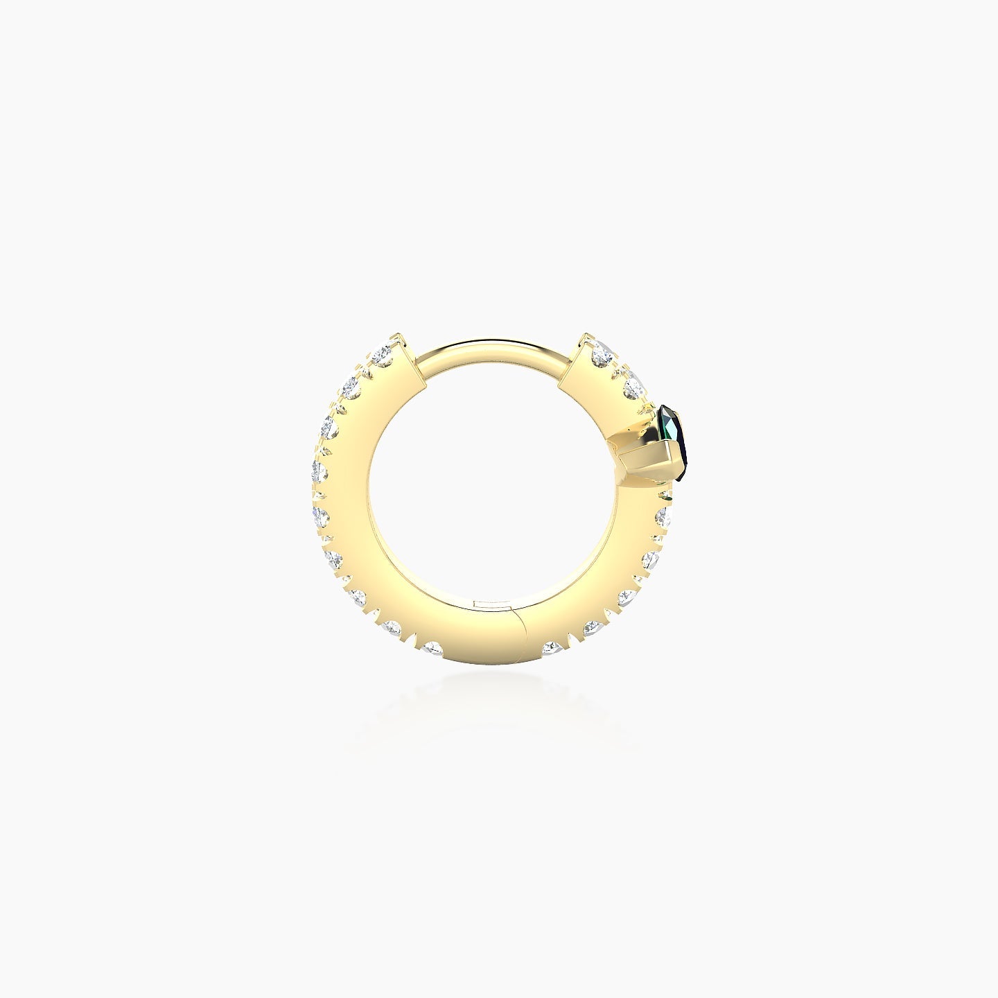 Rhea | 18k Yellow Gold 6.5 mm Emerald & Diamond Hoop Piercing