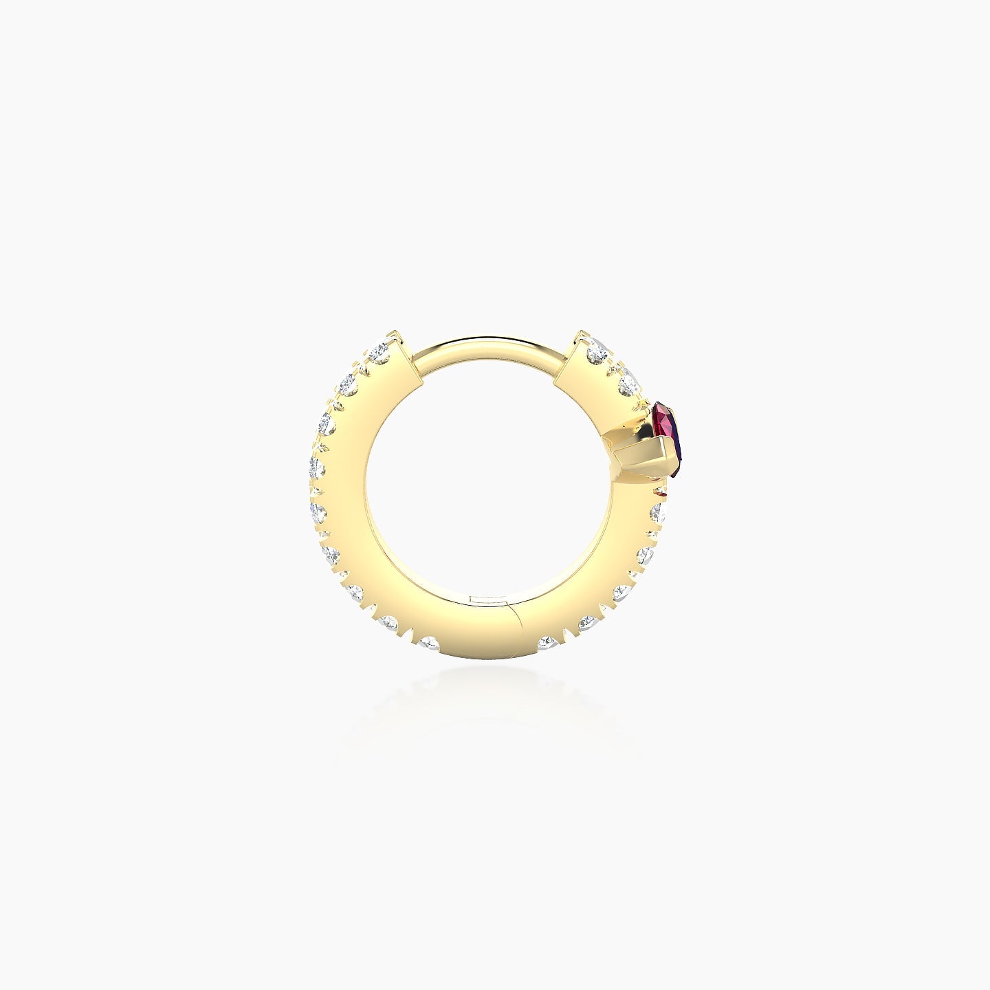 Rhea | 18k Yellow Gold 6.5 mm Ruby & Diamond Hoop Piercing