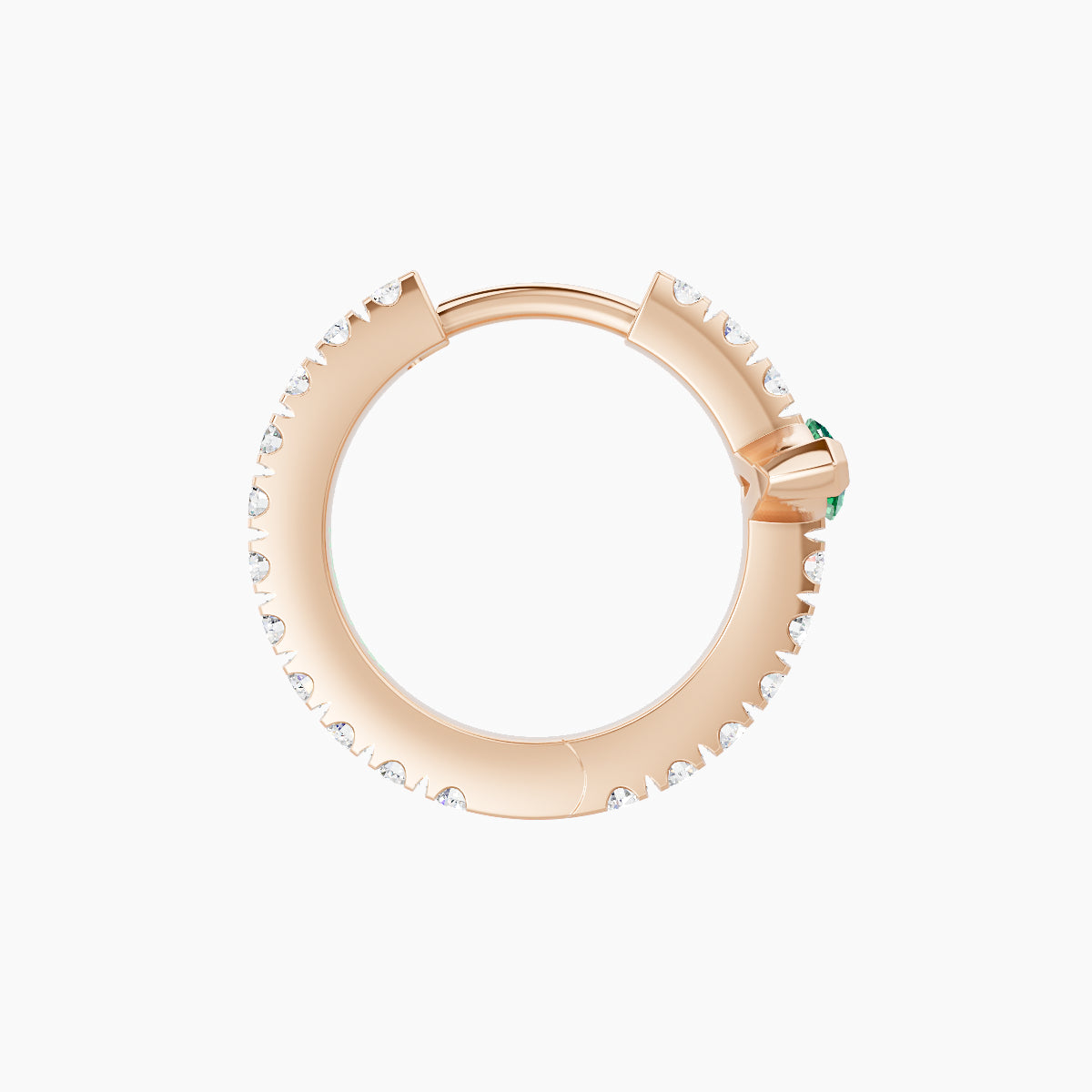 Rhea | 18k Rose Gold 8 mm Emerald & Diamond Hoop Piercing