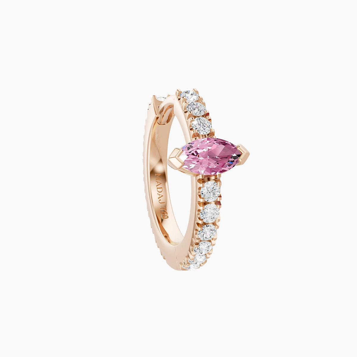 Rhea | 18k Rose Gold 8 mm Pink Sapphire & Diamond Hoop Piercing