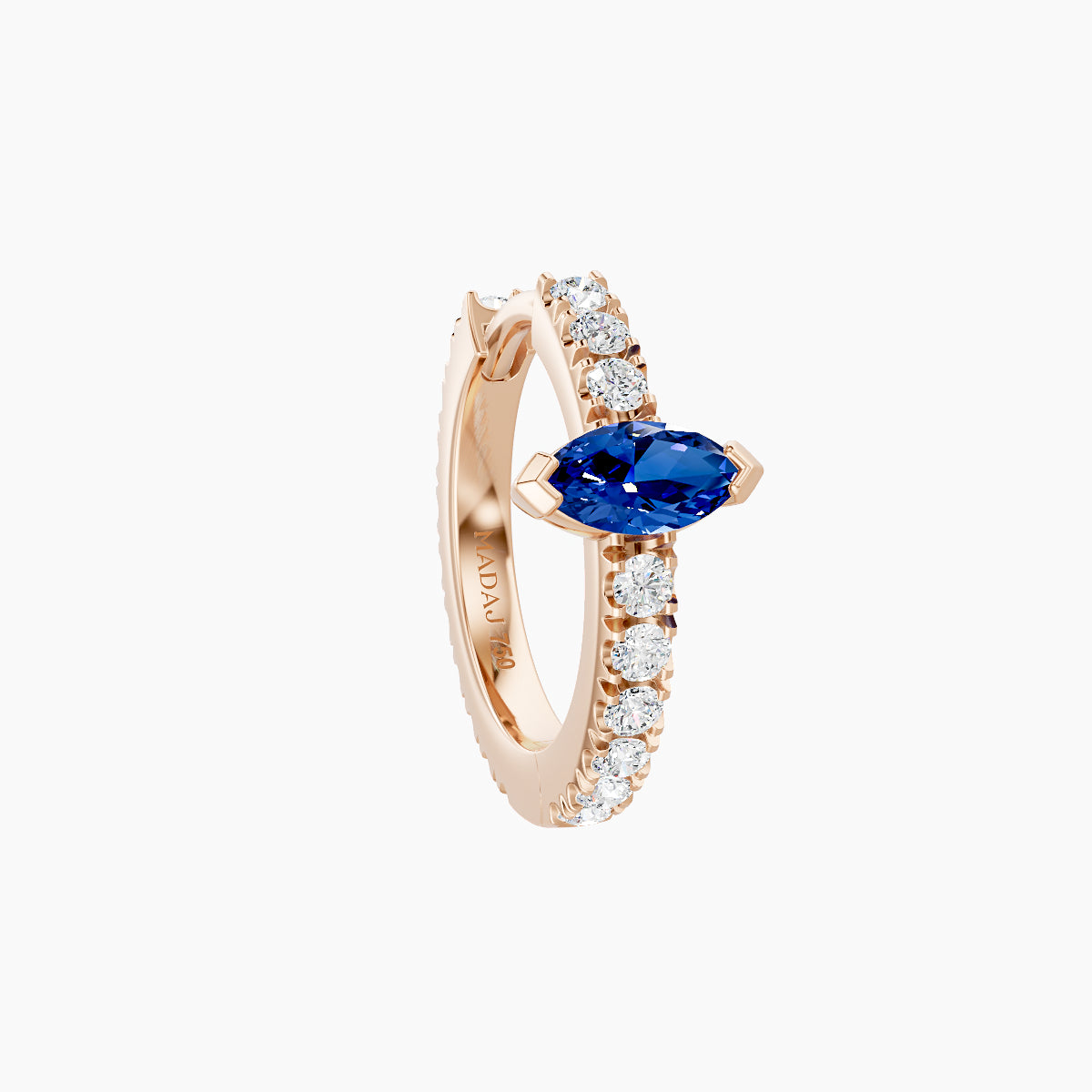 Rhea | 18k Rose Gold 8 mm Sapphire & Diamond Hoop Piercing