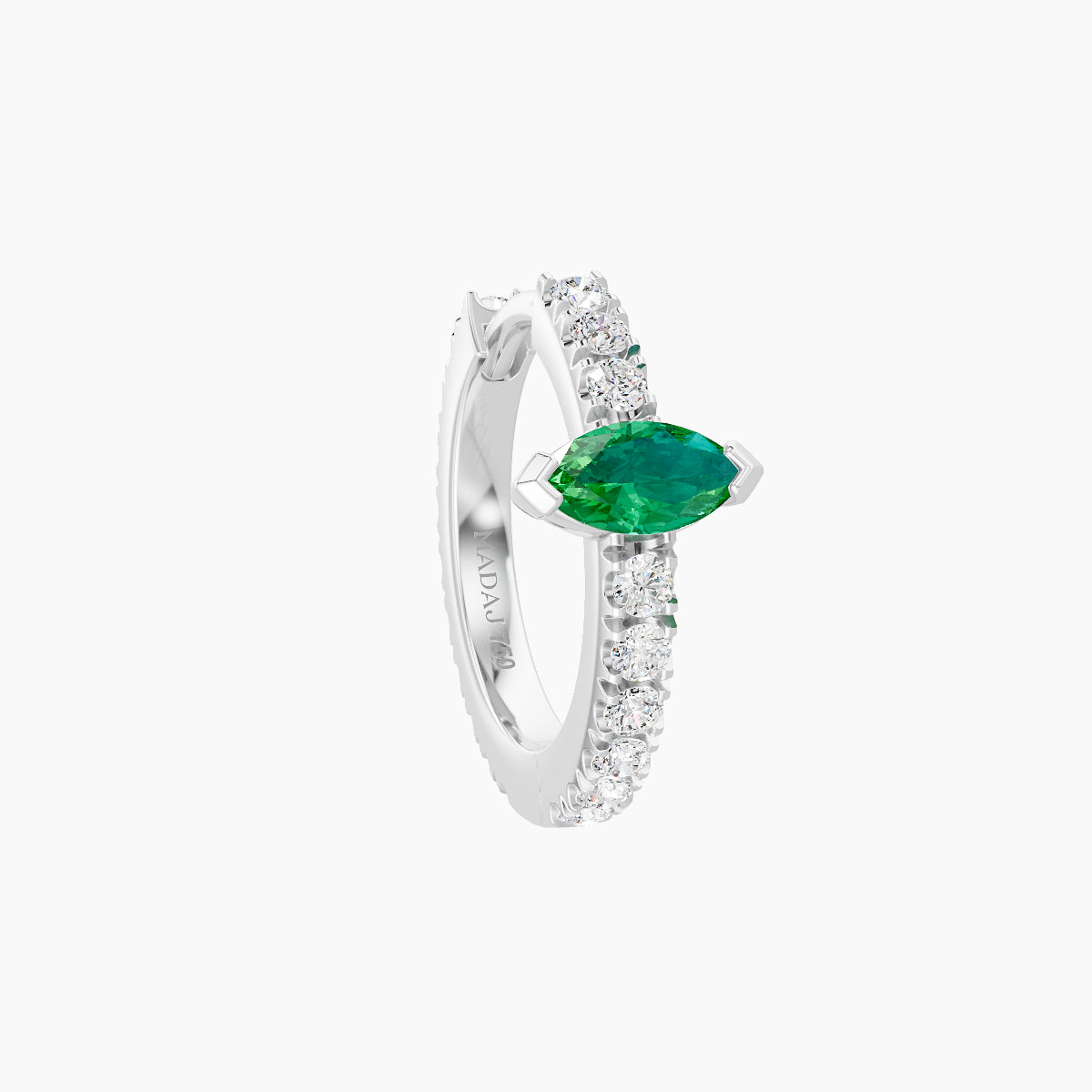 Rhea | 18k White Gold 8 mm Emerald & Diamond Hoop Piercing