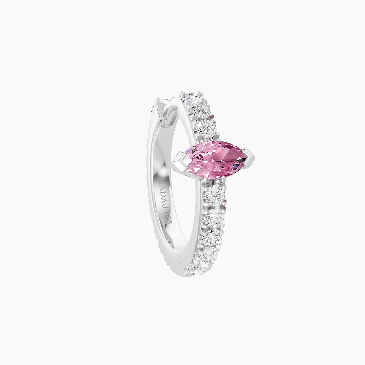 Rhea | 18k White Gold 8 mm Pink Sapphire & Diamond Hoop Piercing