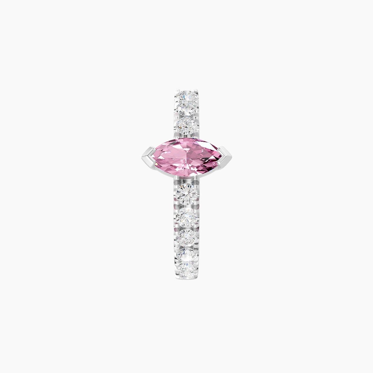 Rhea | 18k White Gold 8 mm Pink Sapphire & Diamond Hoop Piercing