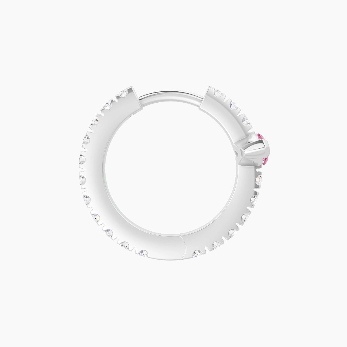 Rhea | 18k White Gold 8 mm Pink Sapphire & Diamond Hoop Piercing