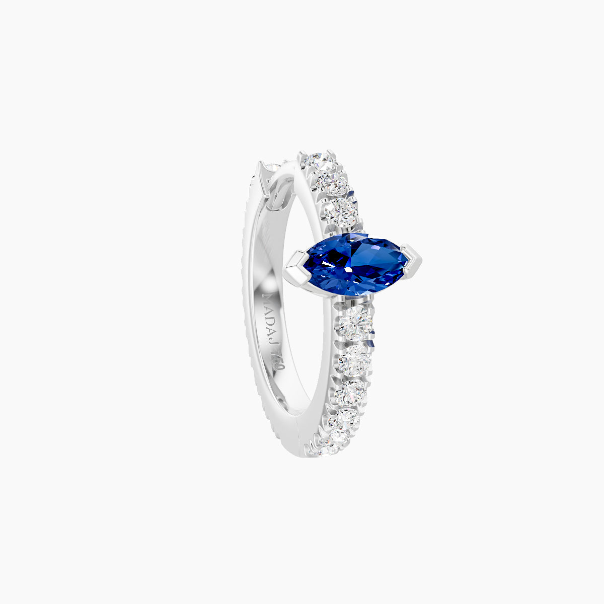 Rhea | 18k White Gold 8 mm Sapphire & Diamond Hoop Piercing
