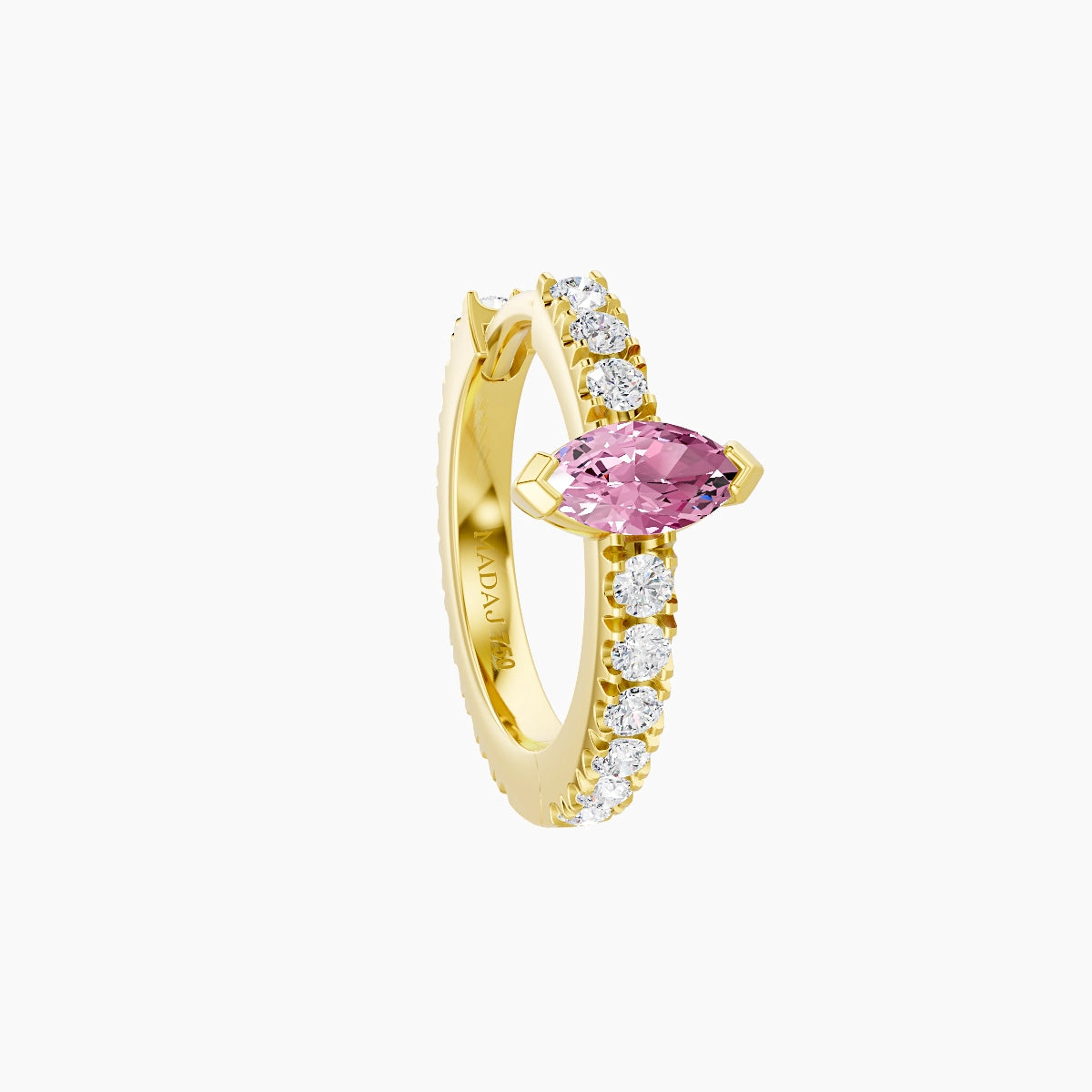 Rhea | 18k Yellow Gold 8 mm Pink Sapphire & Diamond Hoop Piercing