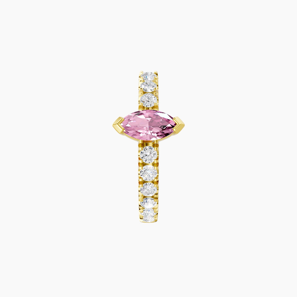 Rhea | 18k Yellow Gold 8 mm Pink Sapphire & Diamond Hoop Piercing