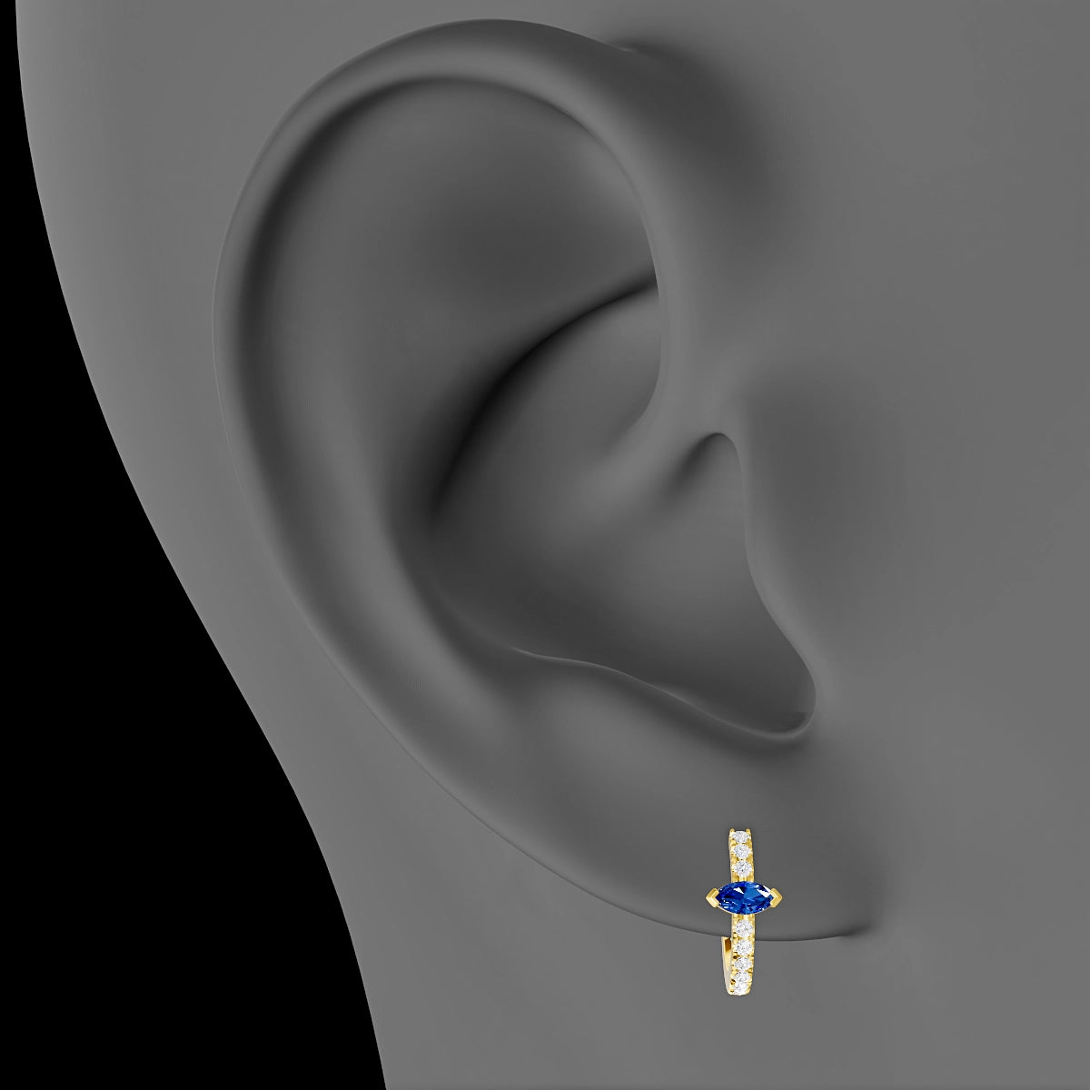 Rhea | 18k Yellow Gold 8 mm Sapphire & Diamond Hoop Piercing