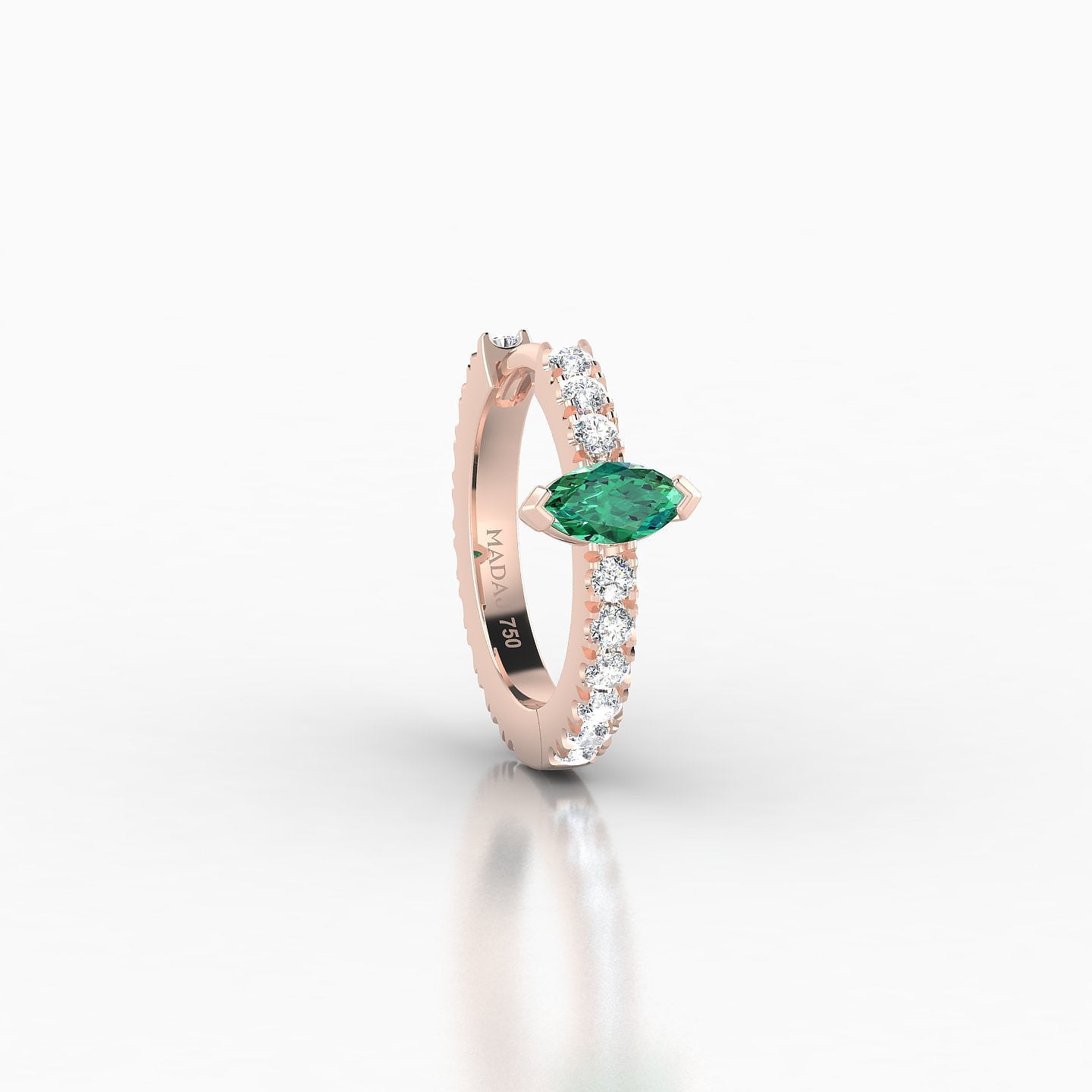 Rhea | 18k Rose Gold 8 mm Emerald & Diamond Hoop Piercing