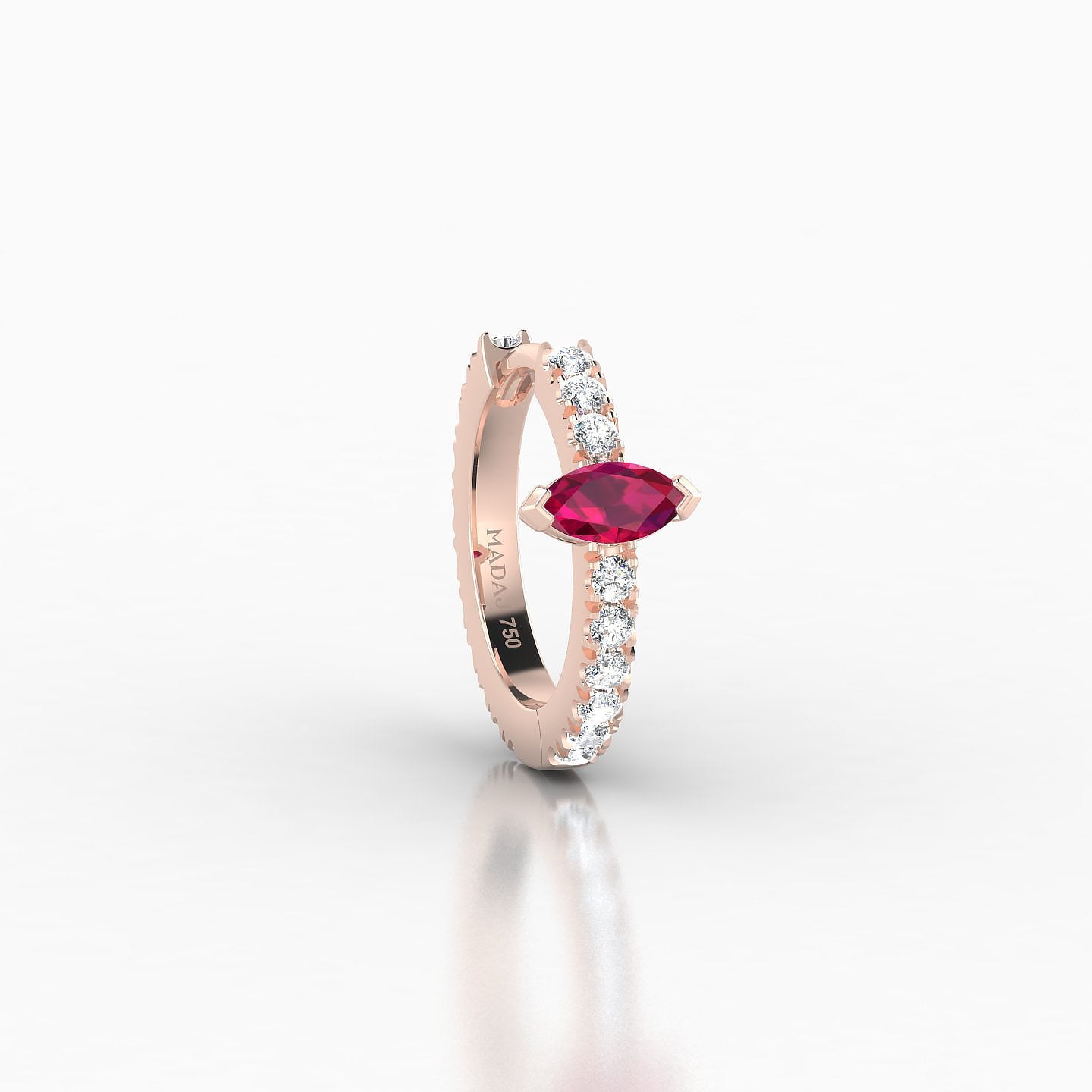 Rhea | 18k Rose Gold 8 mm Ruby & Diamond Hoop Piercing