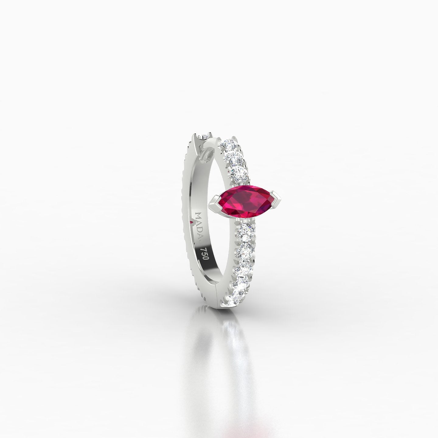 Rhea | 18k White Gold 8 mm Ruby & Diamond Hoop Piercing