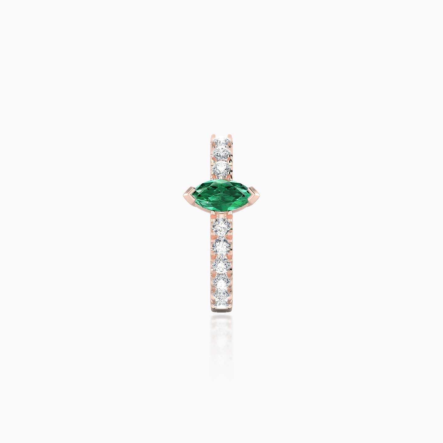 Rhea | 18k Rose Gold 8 mm Emerald & Diamond Hoop Piercing