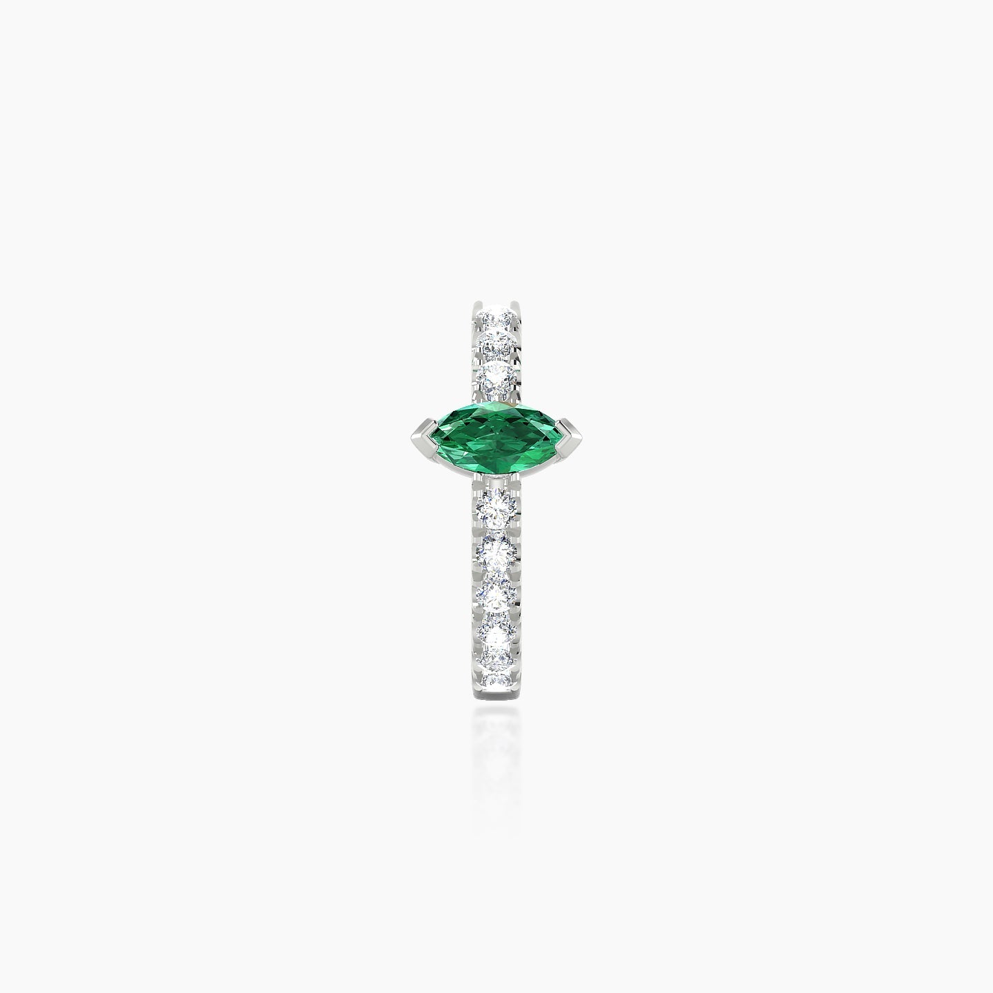 Rhea | 18k White Gold 8 mm Emerald & Diamond Hoop Piercing