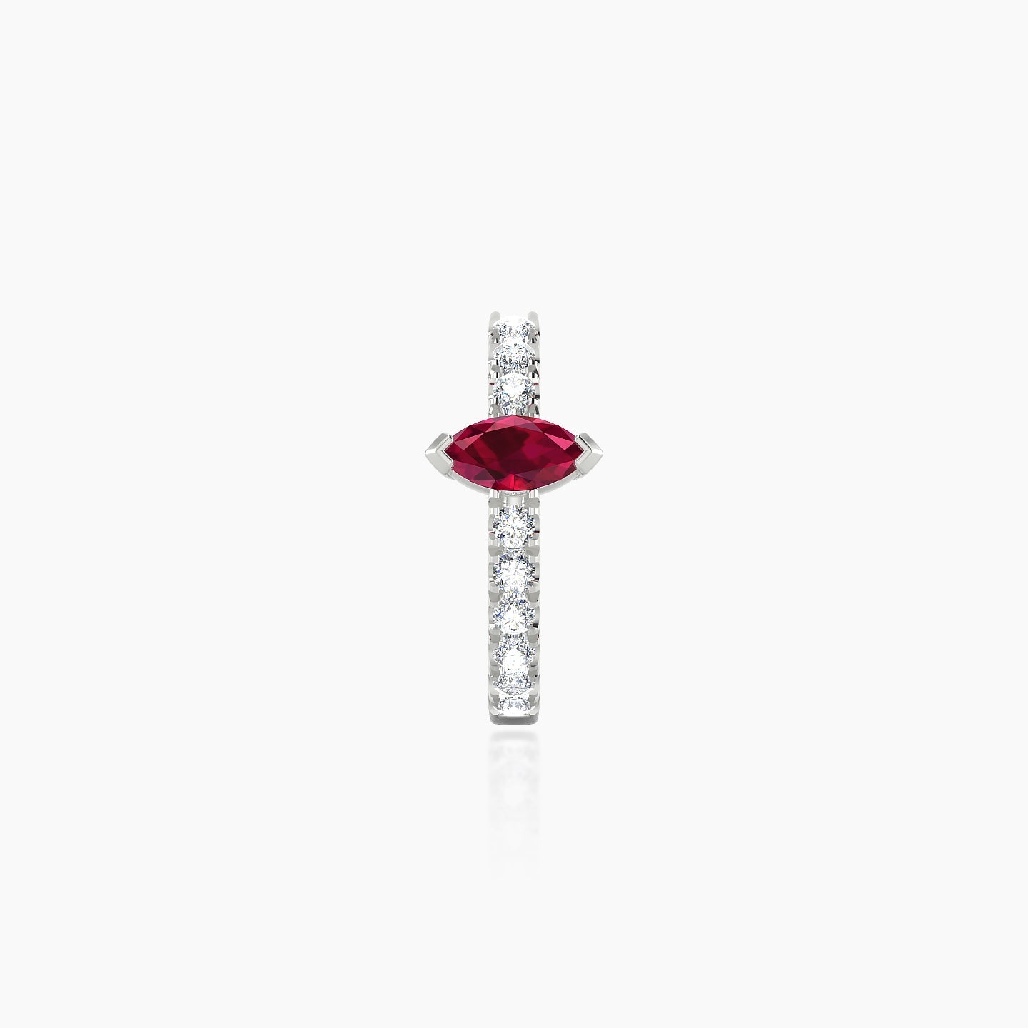 Rhea | 18k White Gold 8 mm Ruby & Diamond Hoop Piercing