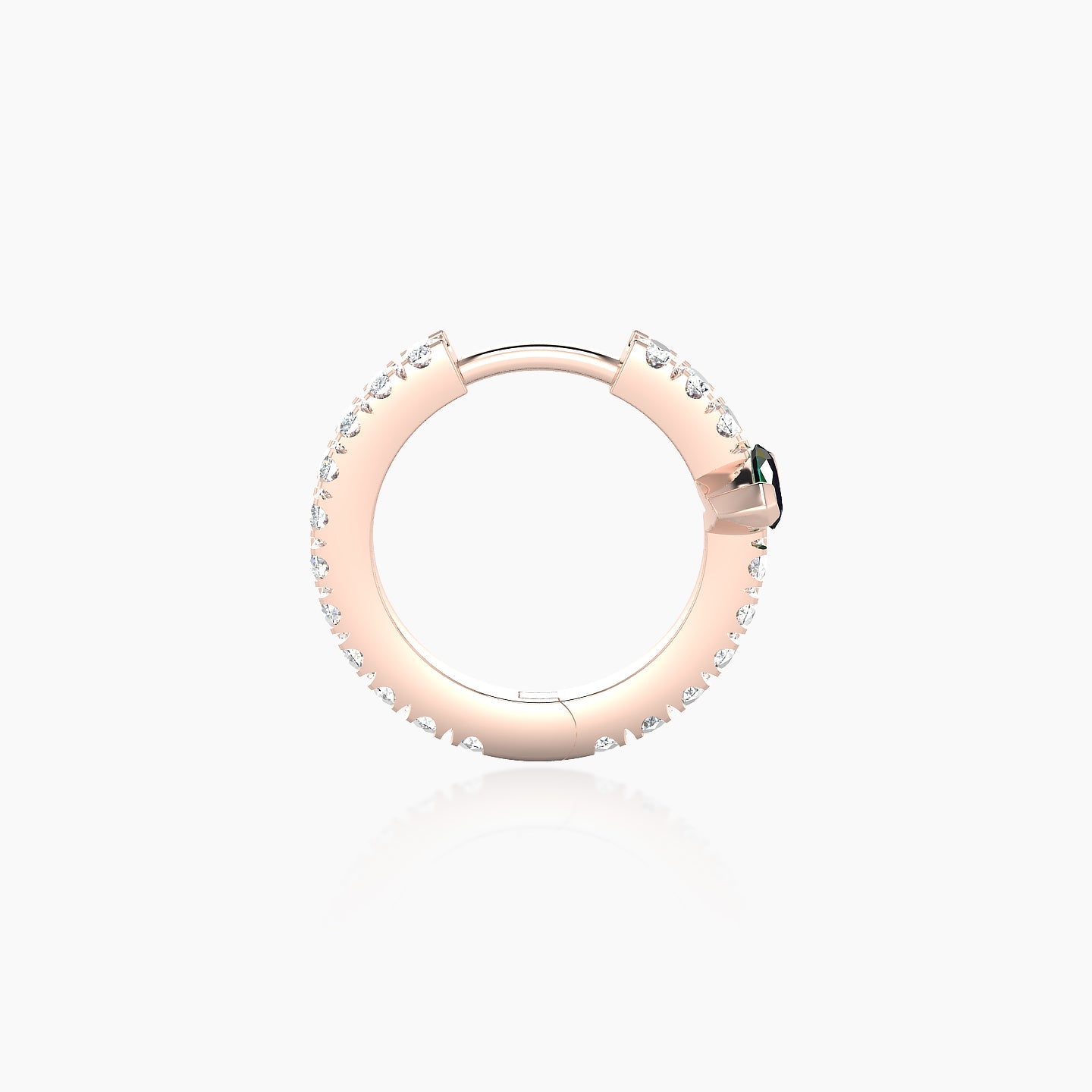 Rhea | 18k Rose Gold 8 mm Emerald & Diamond Hoop Piercing