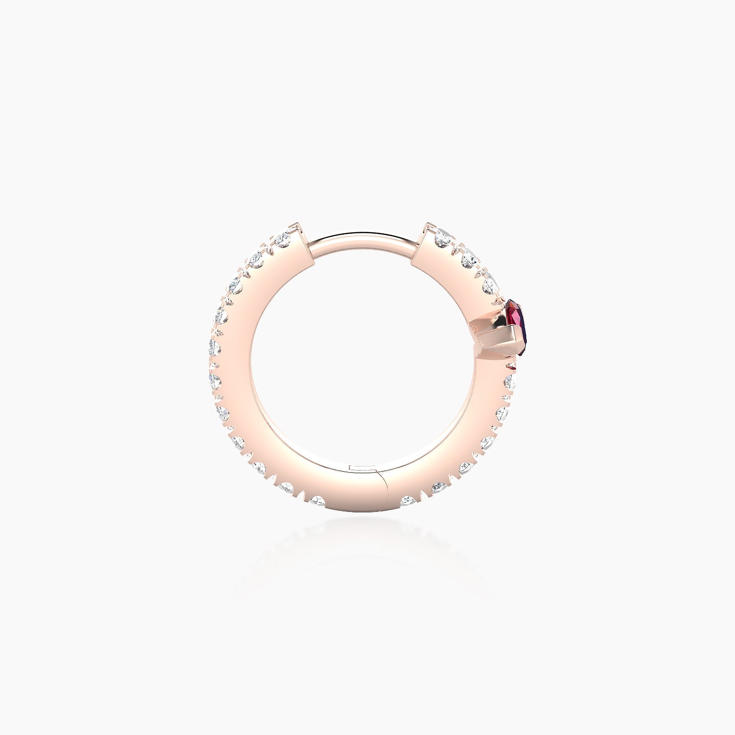 Rhea | 18k Rose Gold 8 mm Ruby & Diamond Hoop Piercing