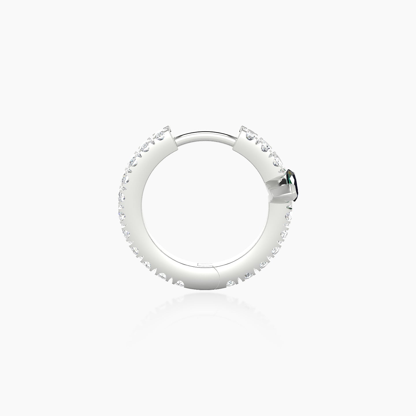 Rhea | 18k White Gold 8 mm Emerald & Diamond Hoop Piercing