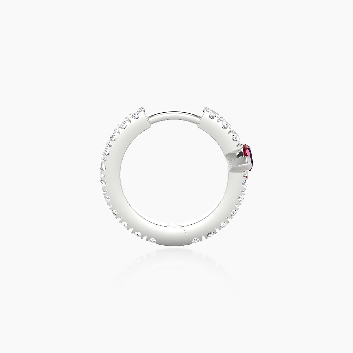 Rhea | 18k White Gold 8 mm Ruby & Diamond Hoop Piercing